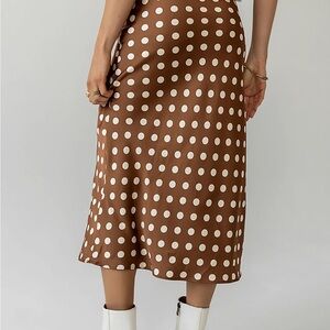 J.CREW Polka Dot Brown Midi Skirt | Size Medium | Like New